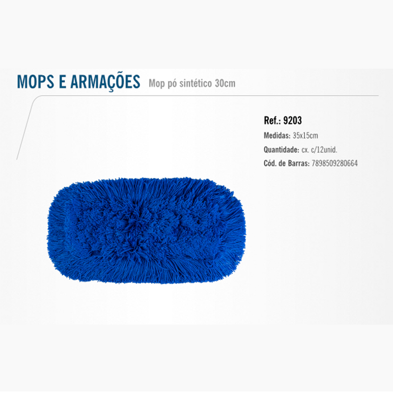 Refil Mop Pó 30 Cm Sintético Azul Bettanin -9203