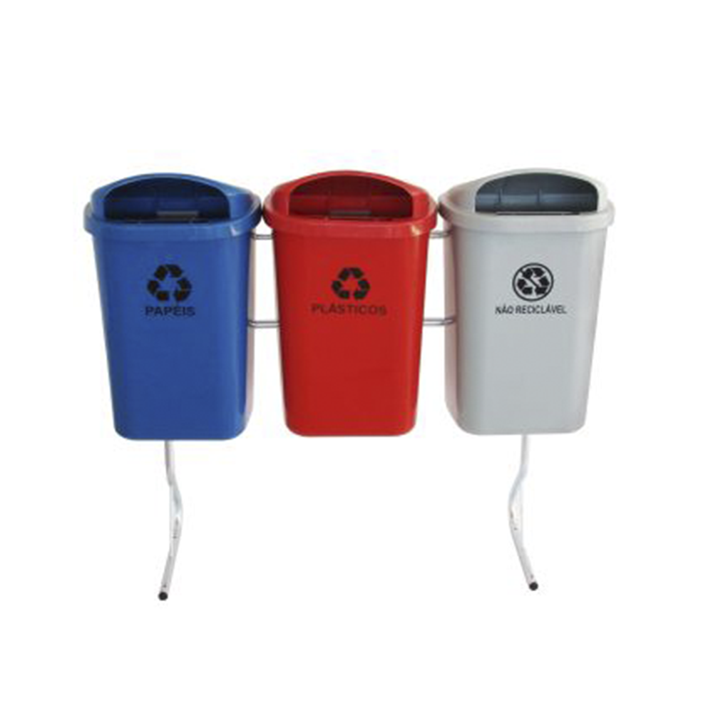 Lixeira Abert Fron (Papeleira) 50L 3 Cestos - St09