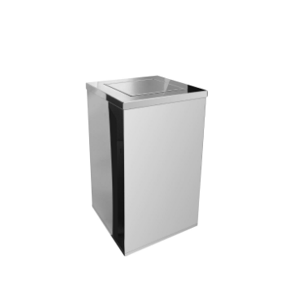 Qi2- Lixeira Quadrada Em Aço Inox Com Tampa Vai-Ve