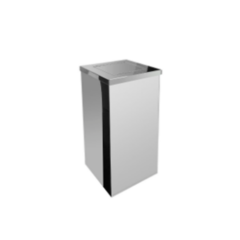 Qi3- Lixeira Quadrada  Aço Inox C/ Tamp Vai-Ve 36L