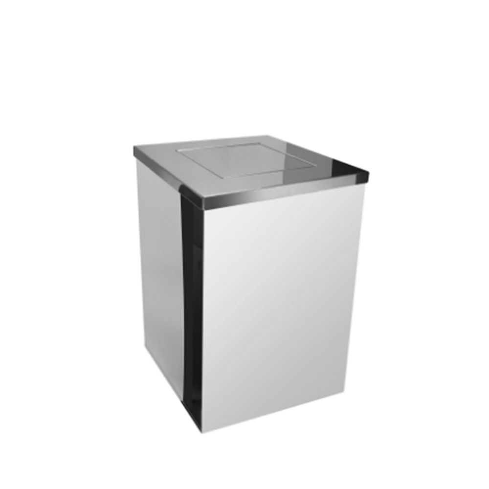 Qi1-Lixeira Quadrada Aço Inox C/ Tamp Vai-Vem 100L