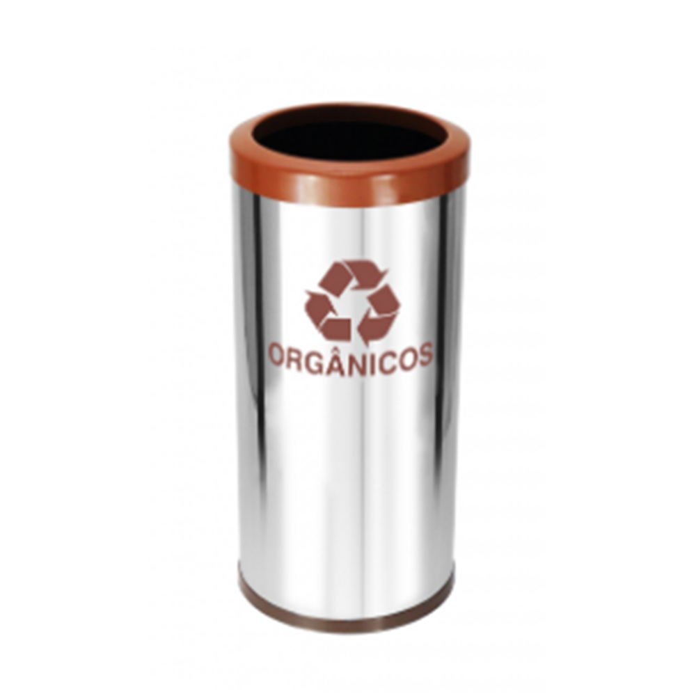 Lixeira Em Aço Inox Com Aro Plástico 50L Js - C54