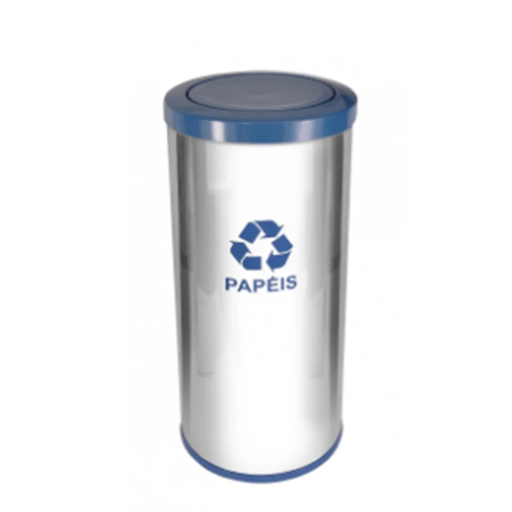 C53 Lixeira  Aço Inox C Tamp Meia Esfera Plast 50L