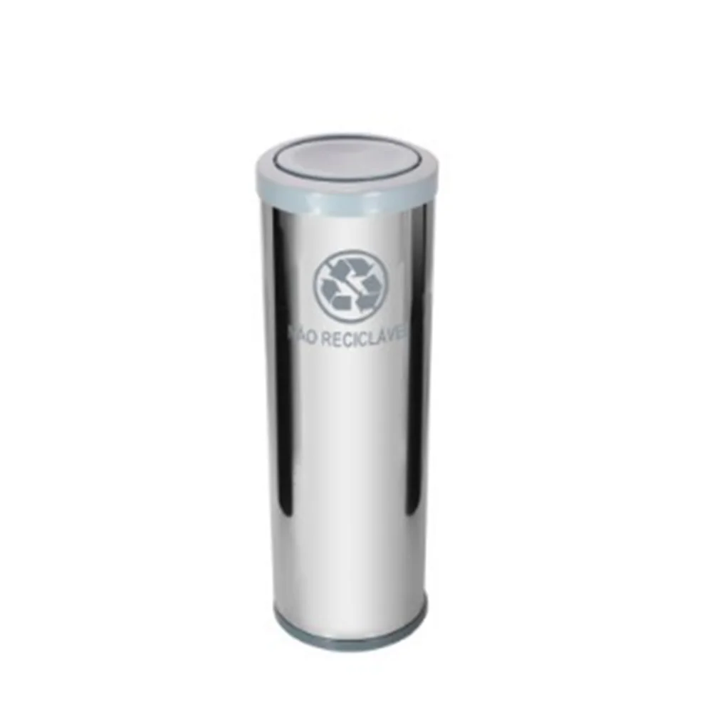 C42 Lixeira Aço Inox C Tamp Meia Esfera Plast 30L