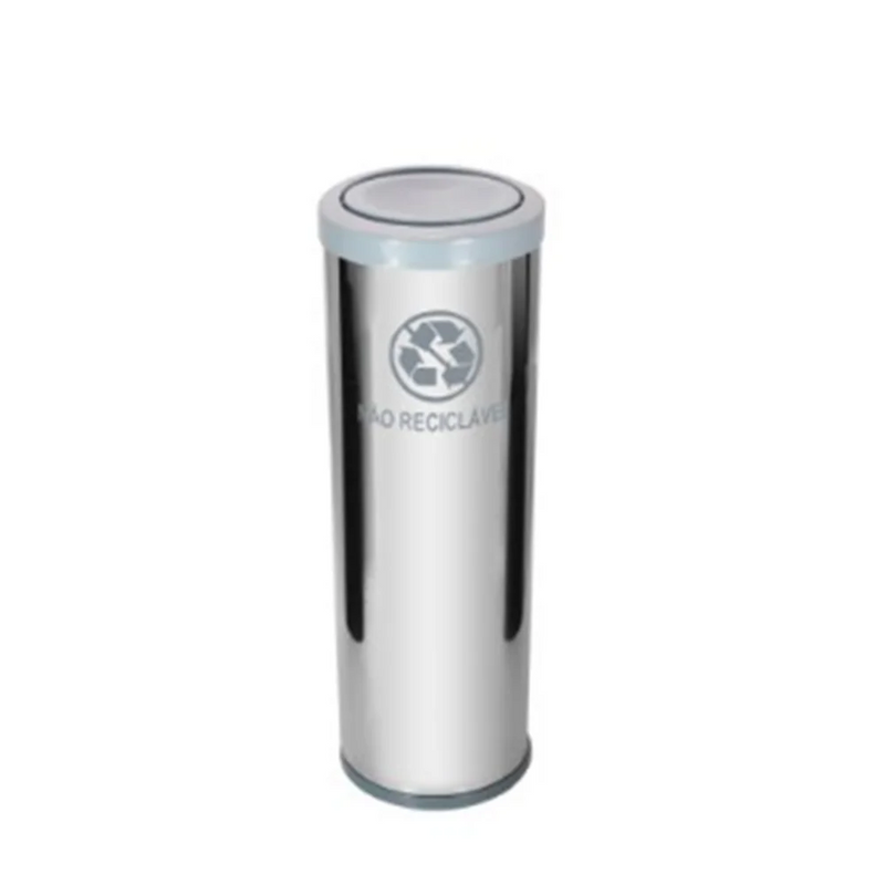C42 Lixeira Aço Inox C Tamp Meia Esfera Plast 30L