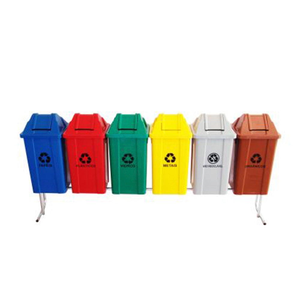 Conjunto Para Coleta Seletiva 60L Com 6 Lixeiras 
