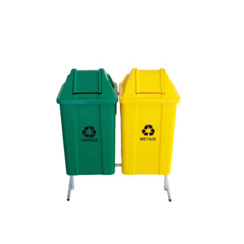 Conjunto Para Coleta Seletiva 100L Com 2 Lixeiras