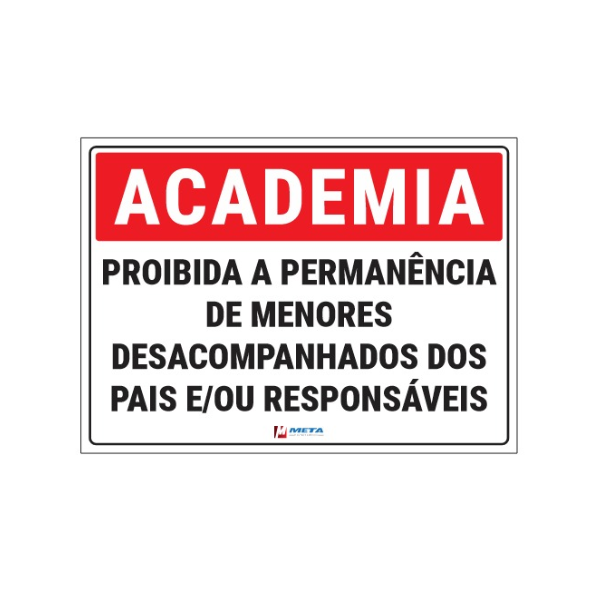 Placa Academia Proibido Menores - 36x26