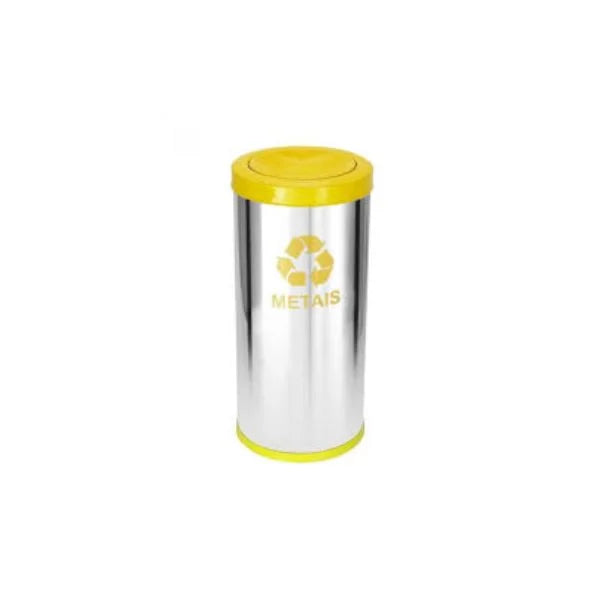 Lixeira Em Aço Inox Com Tampa Meia Esfera Pintada 50L