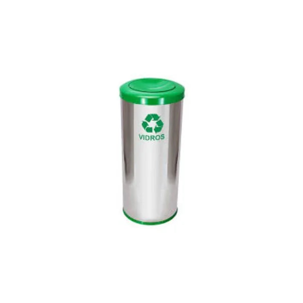 Lixeira Em Aço Inox Com Tampa Meia Esfera Pintada 50L