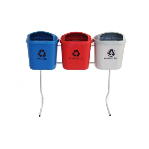 Conjunto para coleta seletiva de 40l com 03