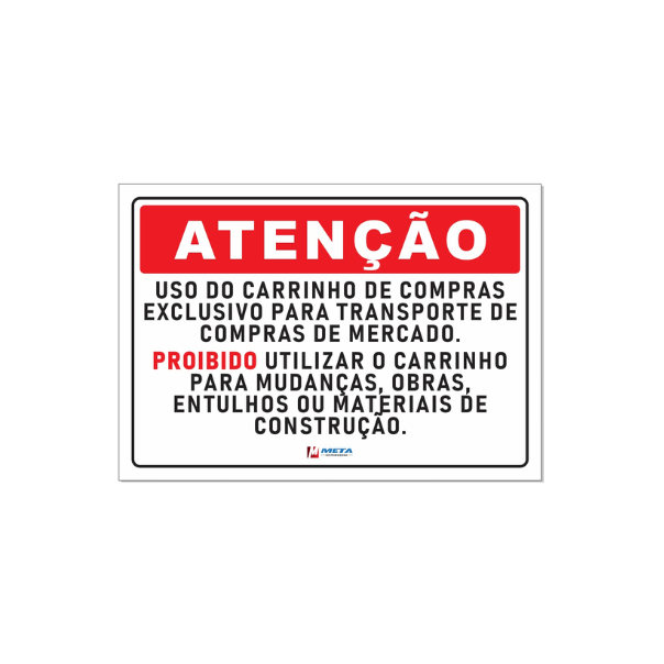 Placa - Carrinho de Compras 30x30 - Proibido Fazer Mudanças 21x30