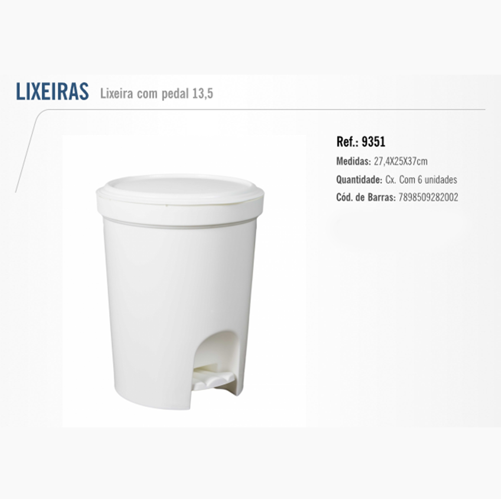 Lixeira C/ Pedal 13,5 Lt Branca Bettanin