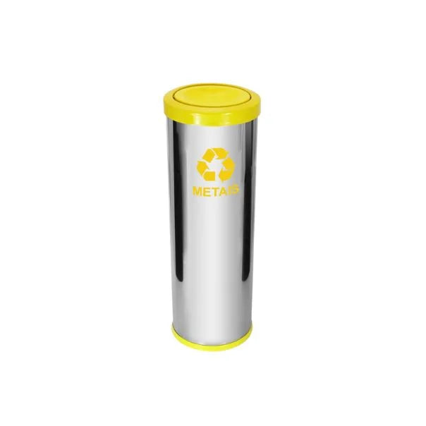 C42 Lixeira Aço Inox C Tamp Meia Esfera Plast 30L