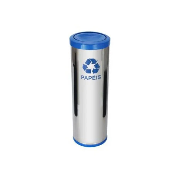C42 Lixeira Aço Inox C Tamp Meia Esfera Plast 30L