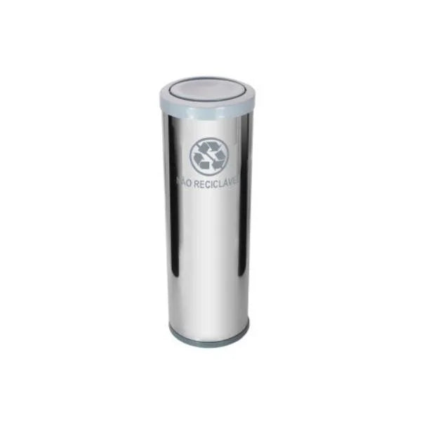 C42 Lixeira Aço Inox C Tamp Meia Esfera Plast 30L