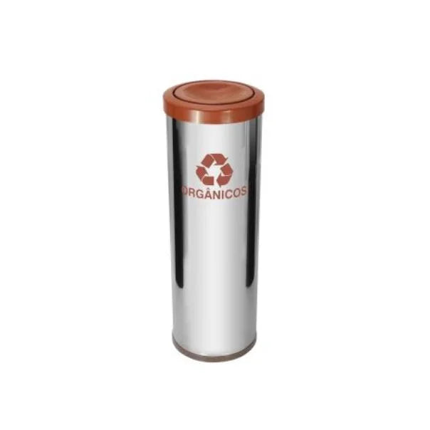 C42 Lixeira Aço Inox C Tamp Meia Esfera Plast 30L