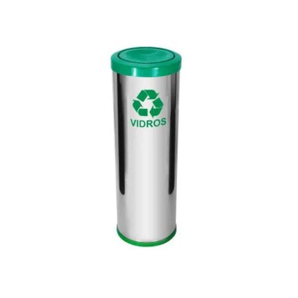 C42 Lixeira Aço Inox C Tamp Meia Esfera Plast 30L