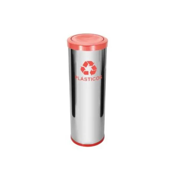 C42 Lixeira Aço Inox C Tamp Meia Esfera Plast 30L