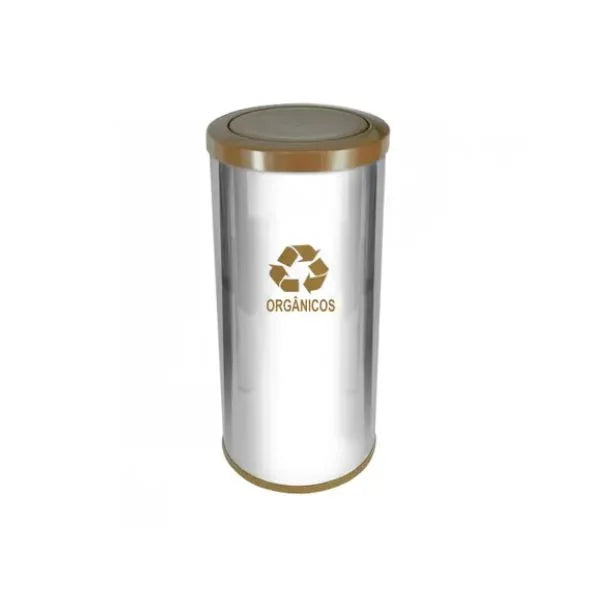 C53 Lixeira  Aço Inox C Tamp Meia Esfera Plast 50L