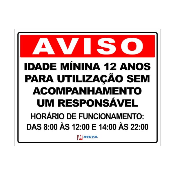 Placa Idade Mínima Para Utilização Brinquedo - 20X25