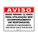 Placa Idade Mínima Para Utilização Brinquedo - 20X25