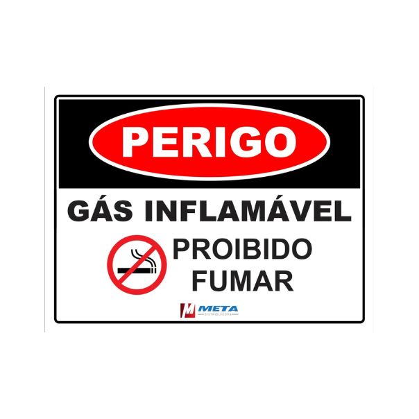 Placa - Perigo gás inflamavel 40x30