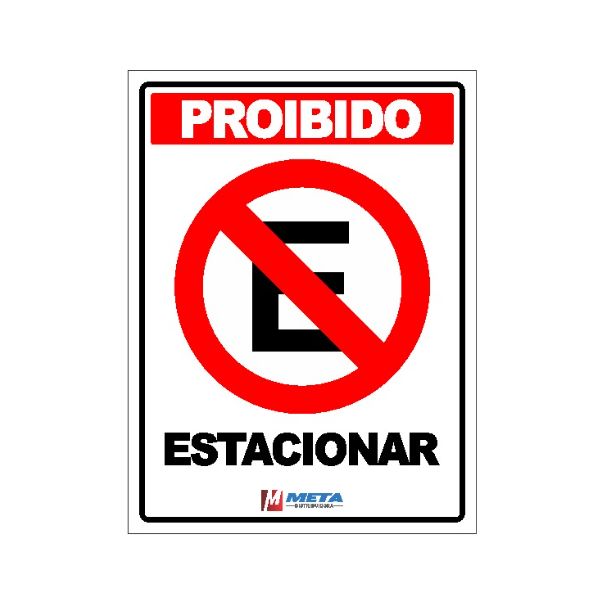 Placa Proibido Estacionar - 20X15