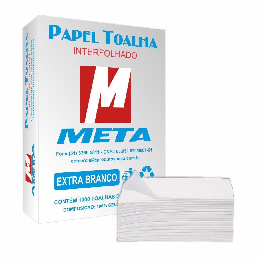 Papel Toalha Interfolhado Extra Branco Meta 22x20