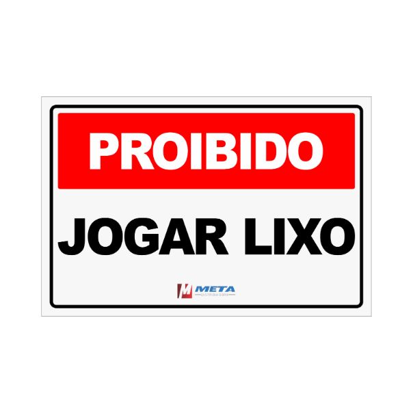 Placa proibido jogar lixo - 30x20