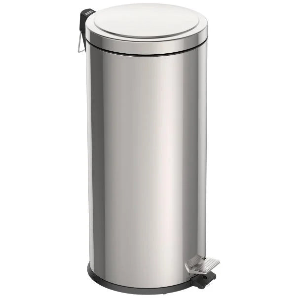 Lixeira inox c/ pedal Tramontina c/ acabamento polido e balde interno removível 30l