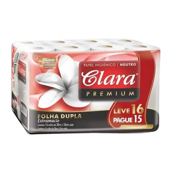 Papel higienico Clara folha dupla 16x30m premium